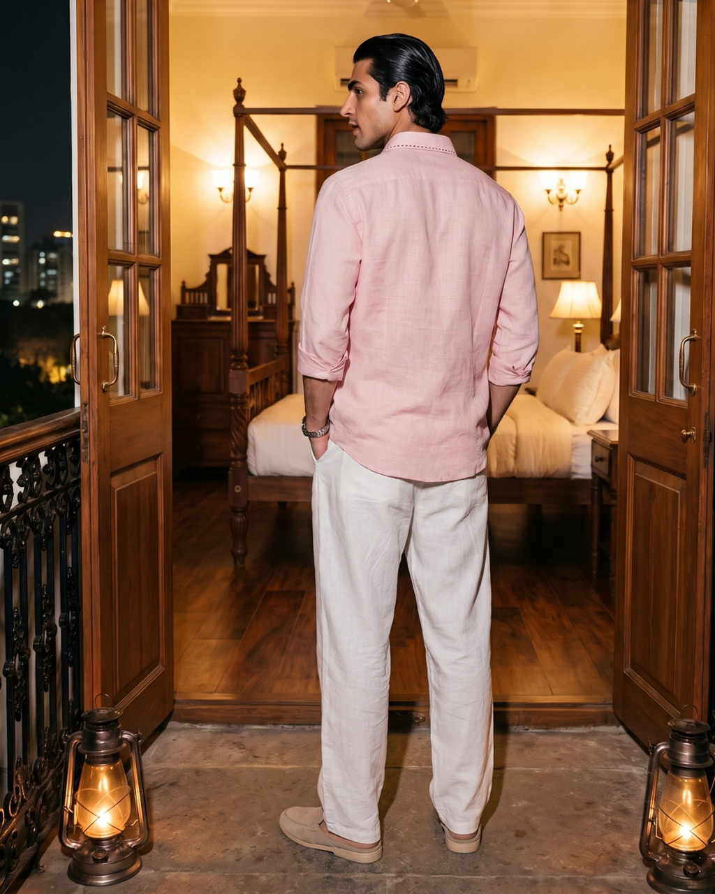 Chawal Takka Stitch- Wide Collar Bespoke Pink Shirt