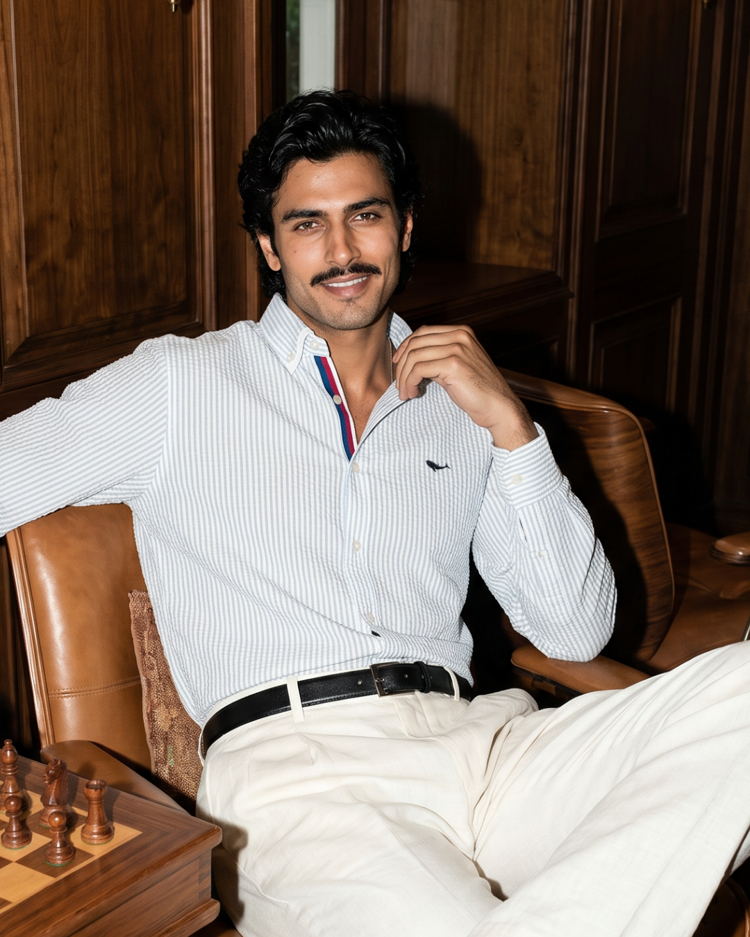 Harbour Seersucker Stripe- Printed Button Placket Shirt