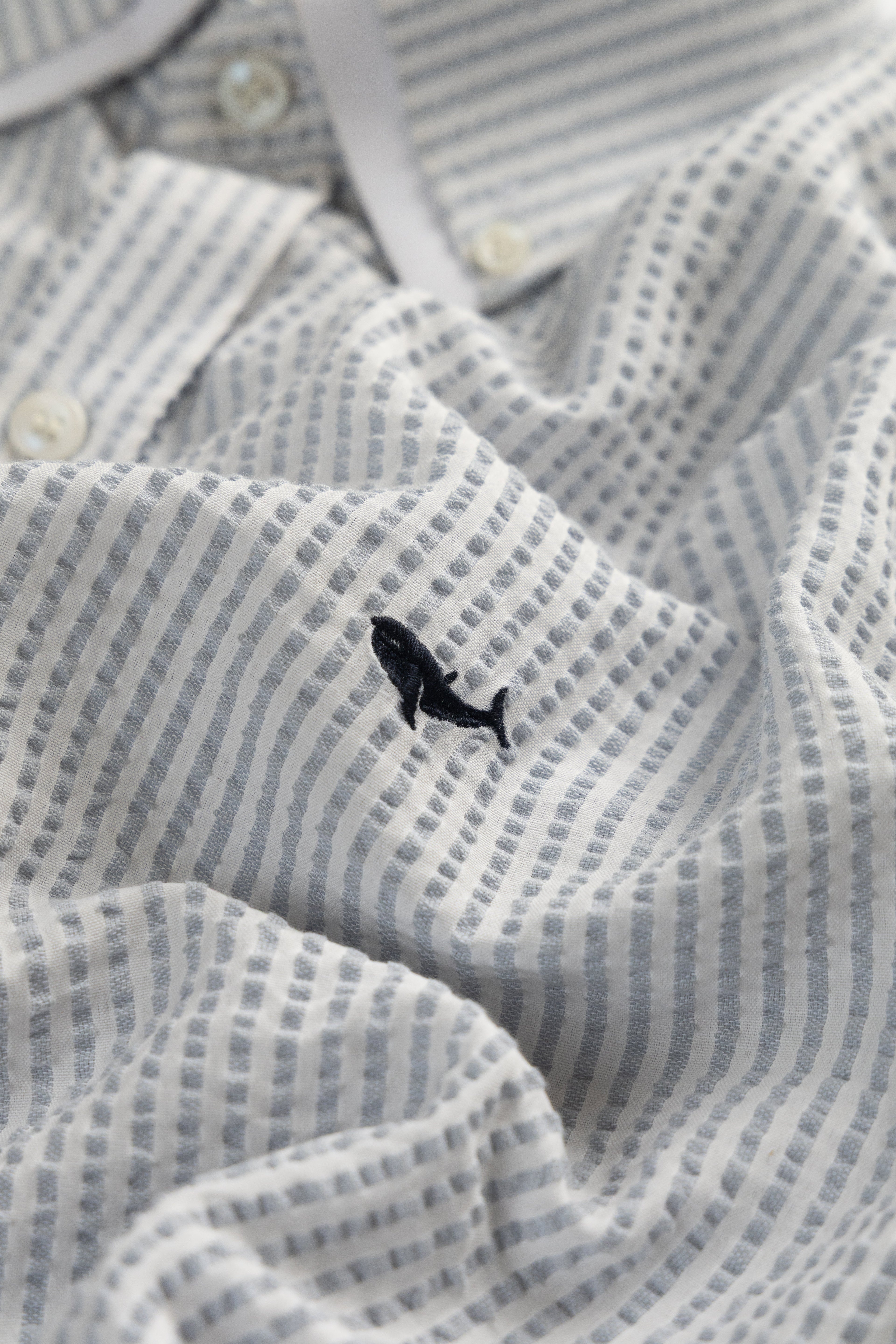 Harbour Seersucker Stripe- Printed Button Placket Shirt