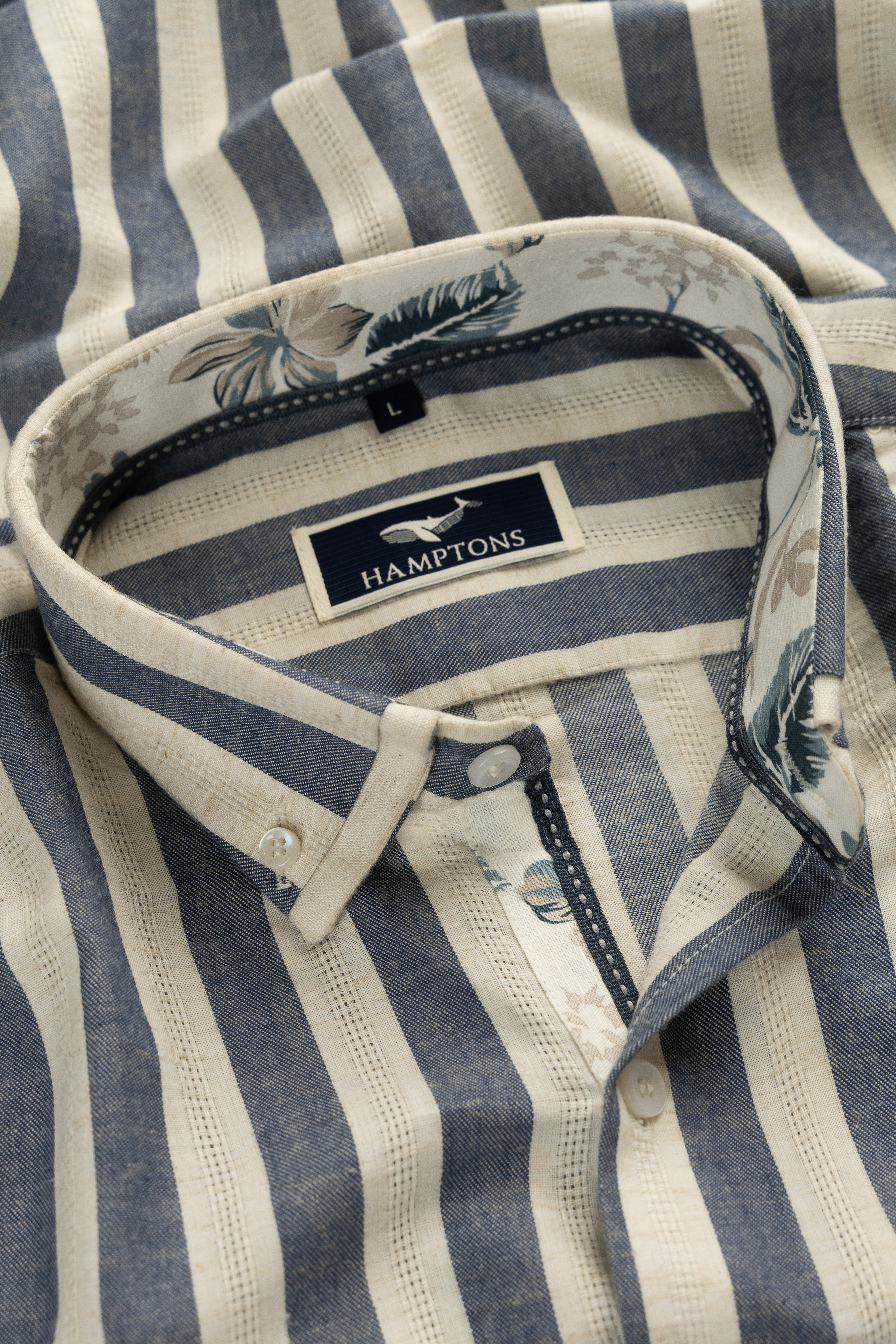 Riviera Stripe Oxford- Printed Button Placket  Shirt
