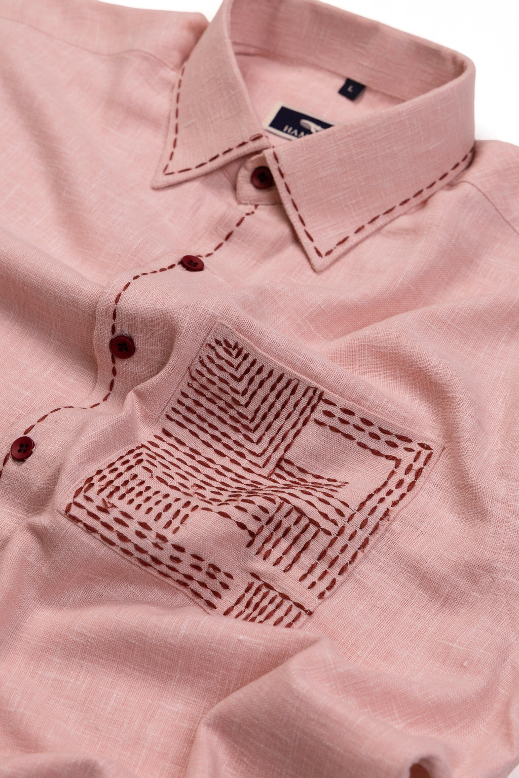 Chawal Takka Stitch- Wide Collar Bespoke Pink Shirt