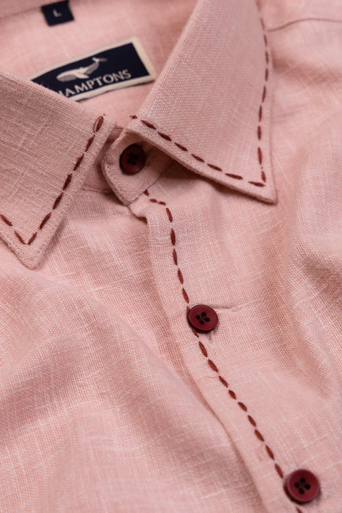 Chawal Takka Stitch- Wide Collar Bespoke Pink Shirt